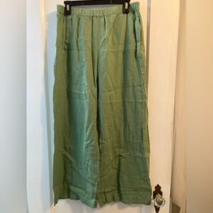 Velvet by Graham & Spencer Lola Green Linen Straight Leg Cropped Pants NWT Sz L